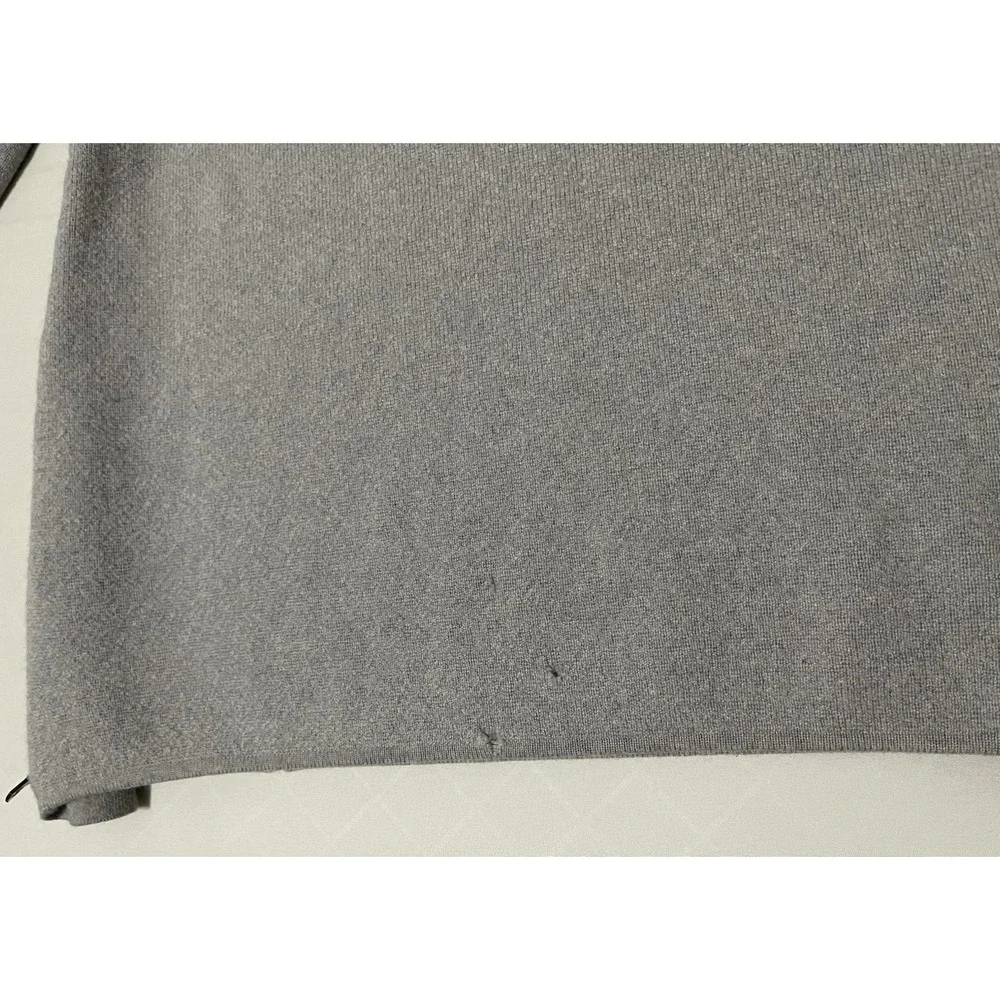 Tory Burch Women's M Rylie Sweater Tunic Gray Side‎ Zip Merino Wool 3/4 Sleeve